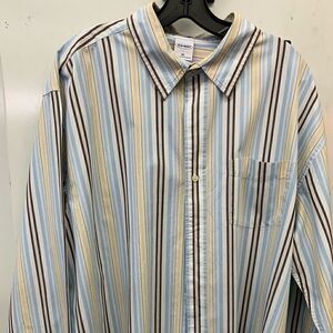 Old navy shirt blue white/yellow/green stripes xl